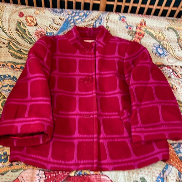 Trina Turk Jackets & Blazers - Trina Turk fun boxy pink and red window-pain jacket